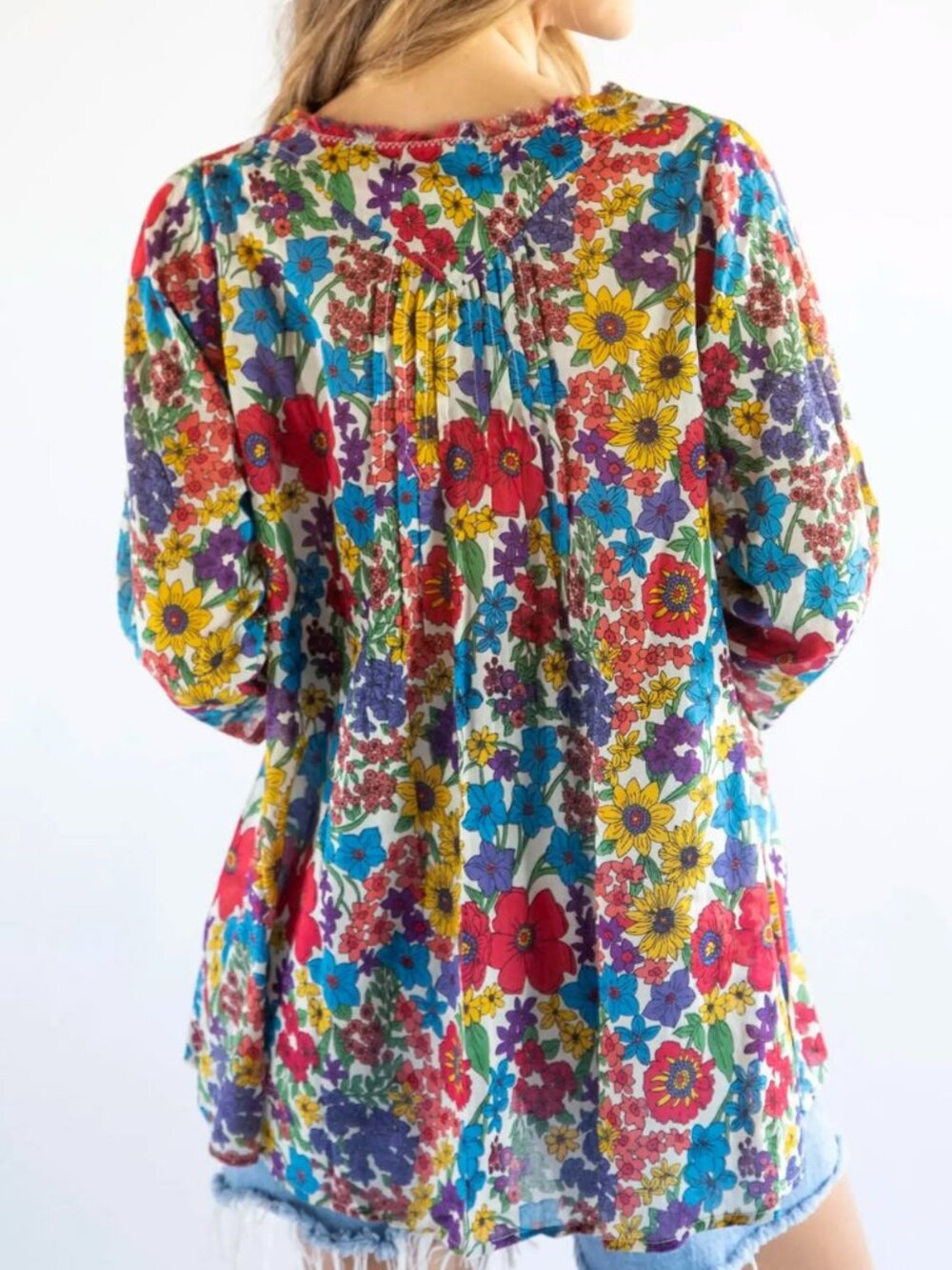 Natural Life Women's Lightweight Floral Tunic Blouse Size L/XL - Picture 2 of 9